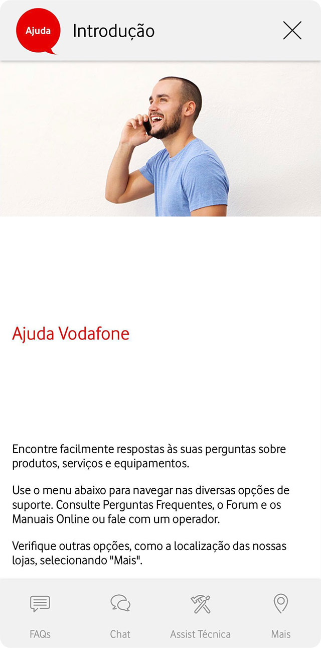 Ecrã introdução app my vodafone